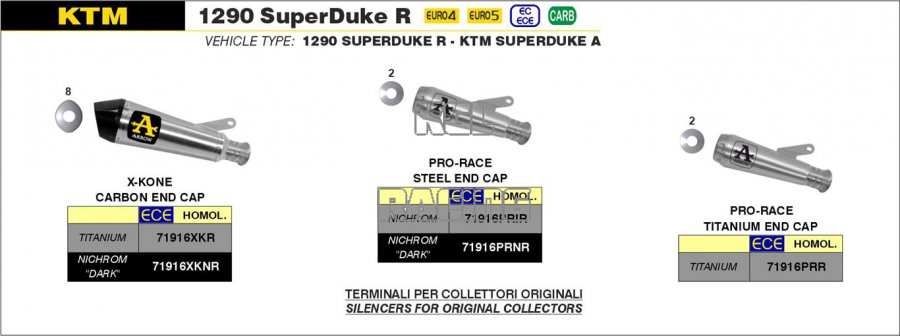 Arrow voor KTM 1290 SuperDuke R 2020-2022 - Pro-Race Nichrom Dark demper - Klik op de afbeelding om het venster te sluiten
