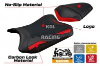 Housse de selle compatible Kawasaki Ninja 300 2013 - 2017 - model Aliko - AVEC LOGO - Rouge
