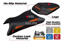 Housse de selle compatible KTM 390 Duke 2024-2025 - model Mora - AVEC LOGO - Orange