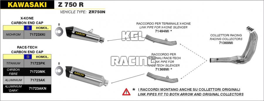 Arrow for Kawasaki Z 750 R 2011-2014 - Racing collectors - Click Image to Close