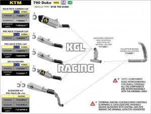 Arrow for KTM 790 Duke 2018-2020 - Race-Tech aluminium Dark silencer with carby end cap