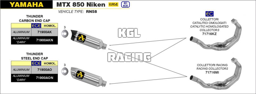 Arrow for Yamaha MTX 850 Niken 2018-2020 - Catalytic homologated collectors kit - Click Image to Close