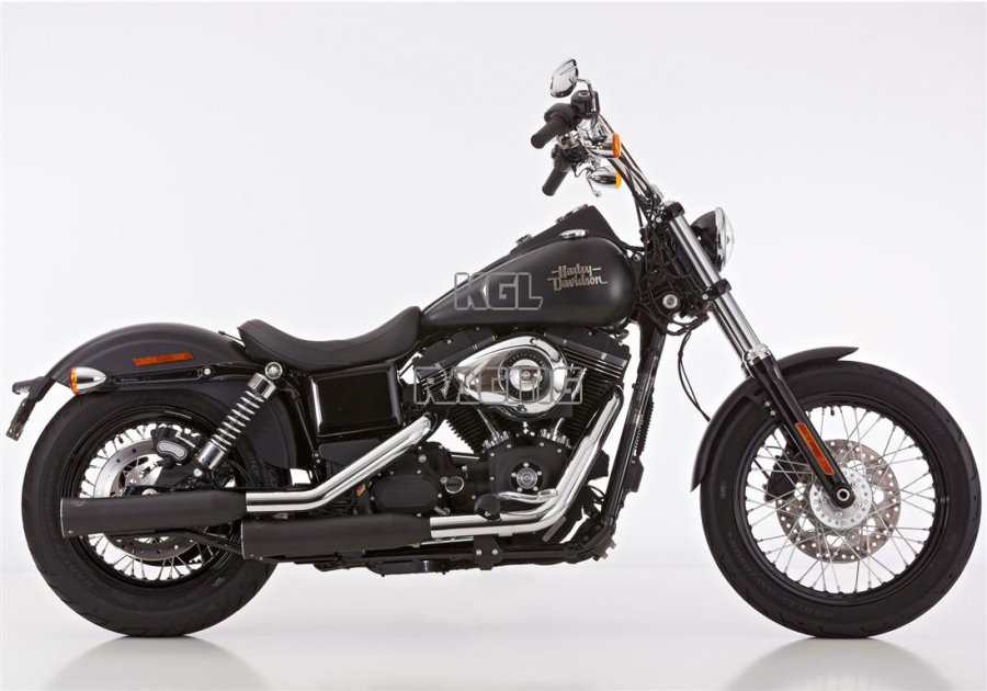 FALCON for HARLEY DAVIDSON DYNA Street Bob (FXDB) 2013-2016 - FALCON Double Groove slip on exhaust (2-2) - Click Image to Close