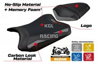 Housse de selle compatible Kawasaki Ninja 300 2013 - 2017 - model Aliko Comfort System - AVEC LOGO - Gris