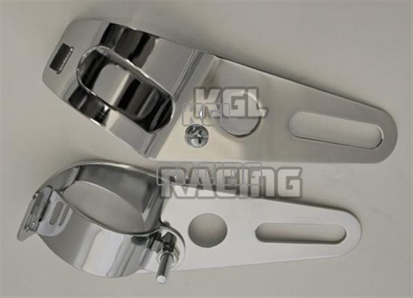headlight bracket, uni, chromed, 37-42 mm, pair - Click Image to Close