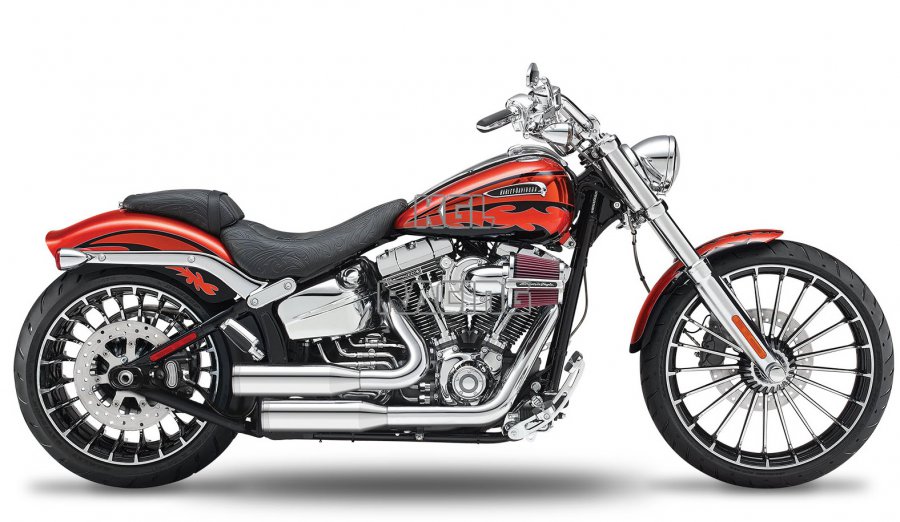 Kesstech voor Harley Davidson Breakout / Pro Street Breakout CVO 2013-2017 - volledige uitlaat Shotgun-Low Chroom - Klik op de afbeelding om het venster te sluiten