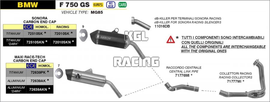 Arrow pour BMW F 750/850 GS 2021-2024 - Racing central Link Pipe - Cliquez sur l'image pour la fermer