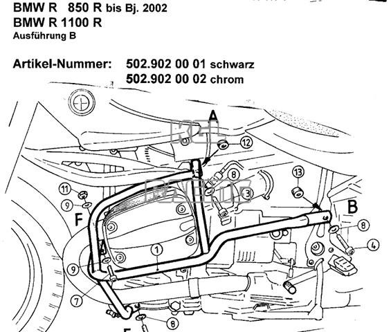 Valbeugels voor BMW R 1100R - chroom - Klik op de afbeelding om het venster te sluiten