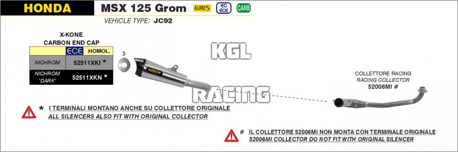 Arrow pour Honda MSX 125 Grom 2021-2022 - Collecteur Racing - Cliquez sur l'image pour la fermer