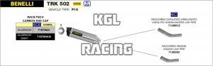 Arrow for Benelli TRK 502 2017-2020 - Race-Tech aluminium silencer with carby end cap