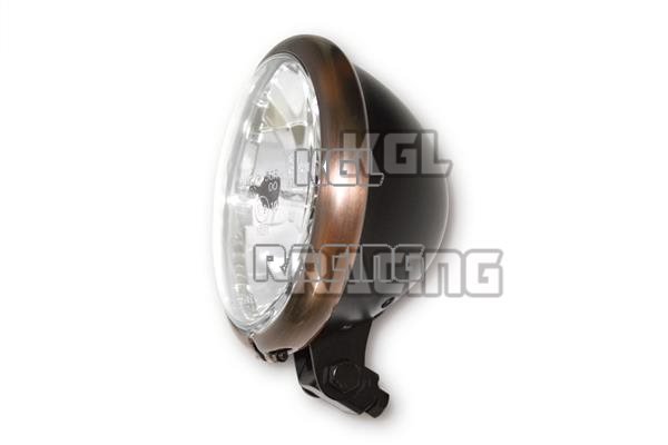 BATES STYLE 5 3/4" headlamp black w. copper rim - Click Image to Close