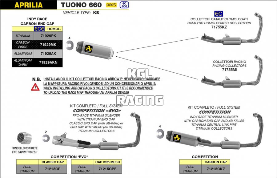 Arrow for Aprilia Tuono 660 2021-2022 - Indy-Race Titanium silencer with carby end cap - Click Image to Close