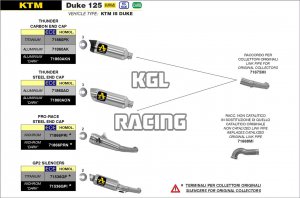 Arrow voor KTM DUKE 125 2017-2020 - Thunder titanium demper met carbon eindkap