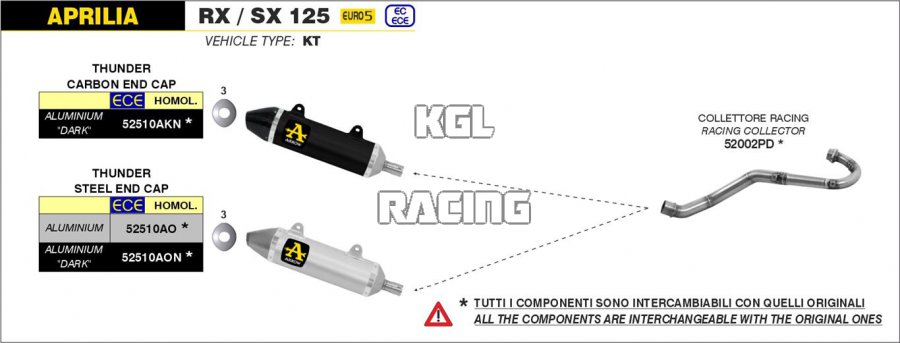 Arrow pour Aprilia RX / SX 125 2021-2022 - Collecteur Racing - Cliquez sur l'image pour la fermer