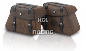 Coffre Hepco&Becker - Set de sac en cuir Rugged 24 Ltr. Brun montage C-Bow (paire)