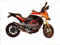QD exhaust for DUCATI Multistrada 1200 10->'14 - 2 in 1 in 2 full system + catalysts + twin round carbon muffler set
