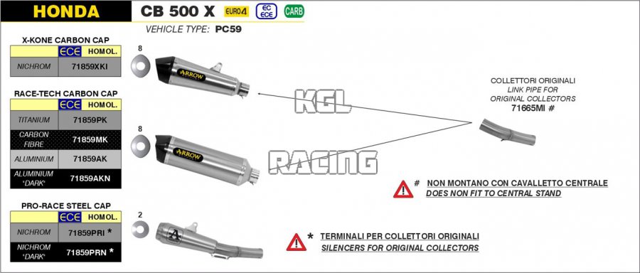Arrow for Honda CB 500 X 2017-2018 - Middle joint - Click Image to Close