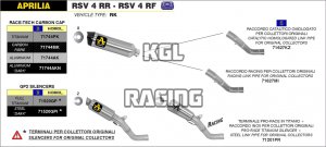 Arrow pour Aprilia RSV 4 RR / RF 2015-2016 - Silencieux carby Race-Tech Approved avec embout en carbone