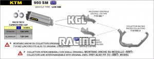 Arrow voor KTM 950 SM 2006-2009 - Race-Tech aluminium dempers (rechts en links) met carbon eindkap