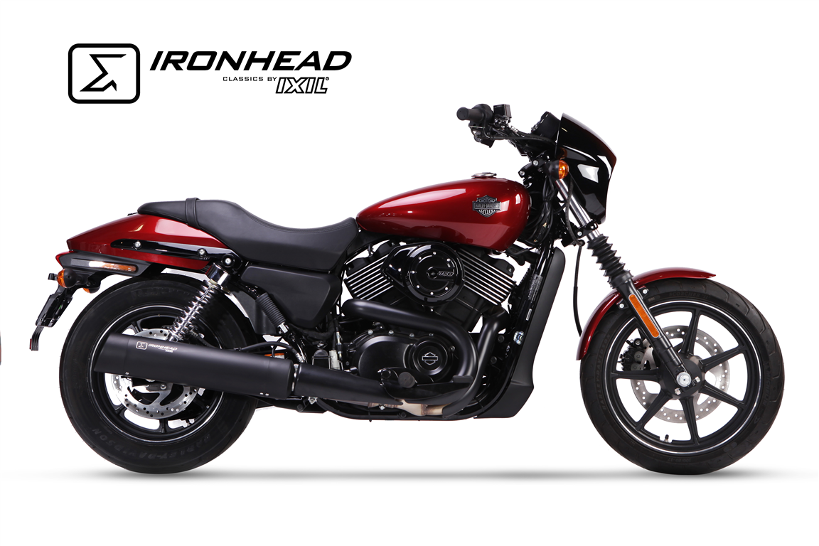 IXIL for H-D STREET 500 14-20 - SLIP ON SILENCER - IRONHEAD ROUND BLACK