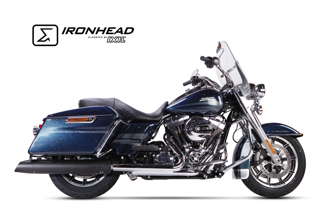 IXIL for H-D TOURING ROAD KING 2006-2016 - SLIP ON SILENCER (PAIR) - IRONHEAD ROUND BLACK