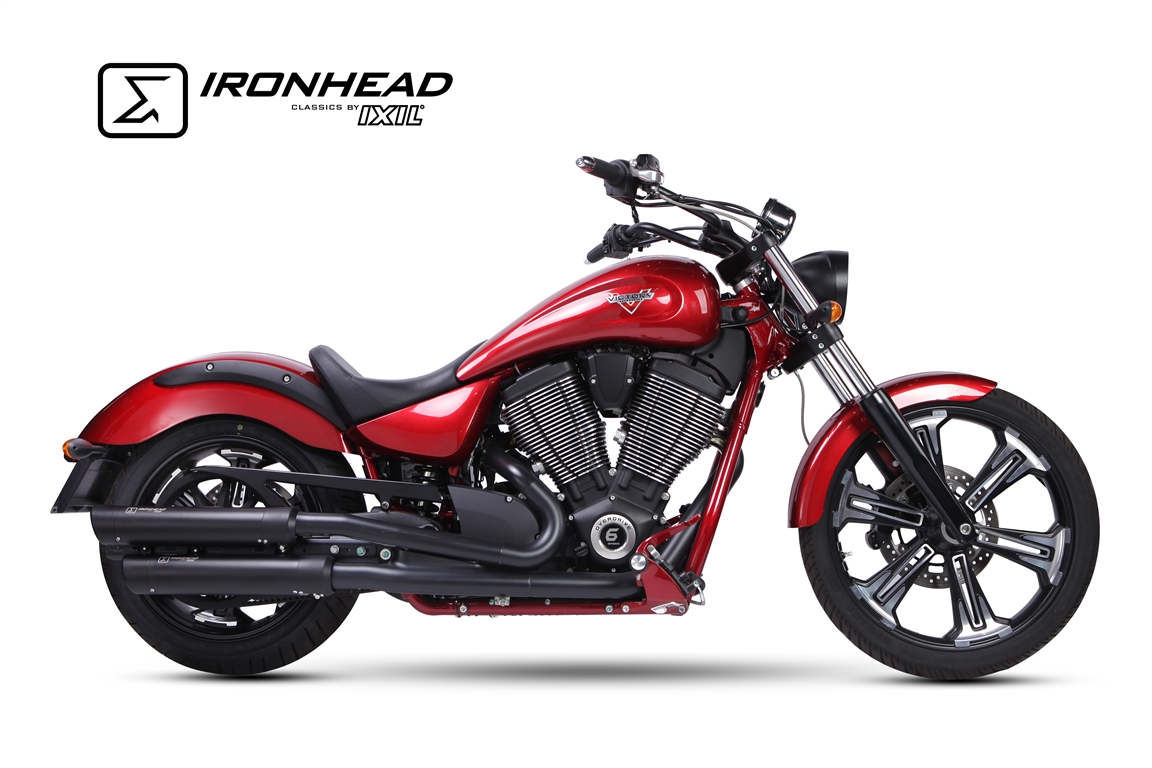 IXIL for VICTORY VEGAS - HAMMER 06-16 - SLIP ON SILENCER (LOWER MUFFLER) - IRONHEAD ROUND BLACK