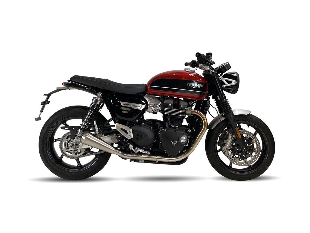 IXIL for TRIUMPH THRUXTON 1200 - THRUXTON R 16-20 (DE01) - SLIP ON SILENCER (PAIR) - IRONHEAD CONICAL MATT INOX