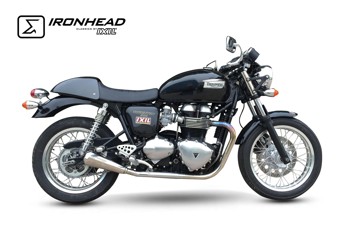 IXIL for TRIUMPH THRUXTON 865 04-15 (986ME 986ME2) - SLIP ON SILENCER (PAIR) - IRONHEAD CONICAL MATT INOX