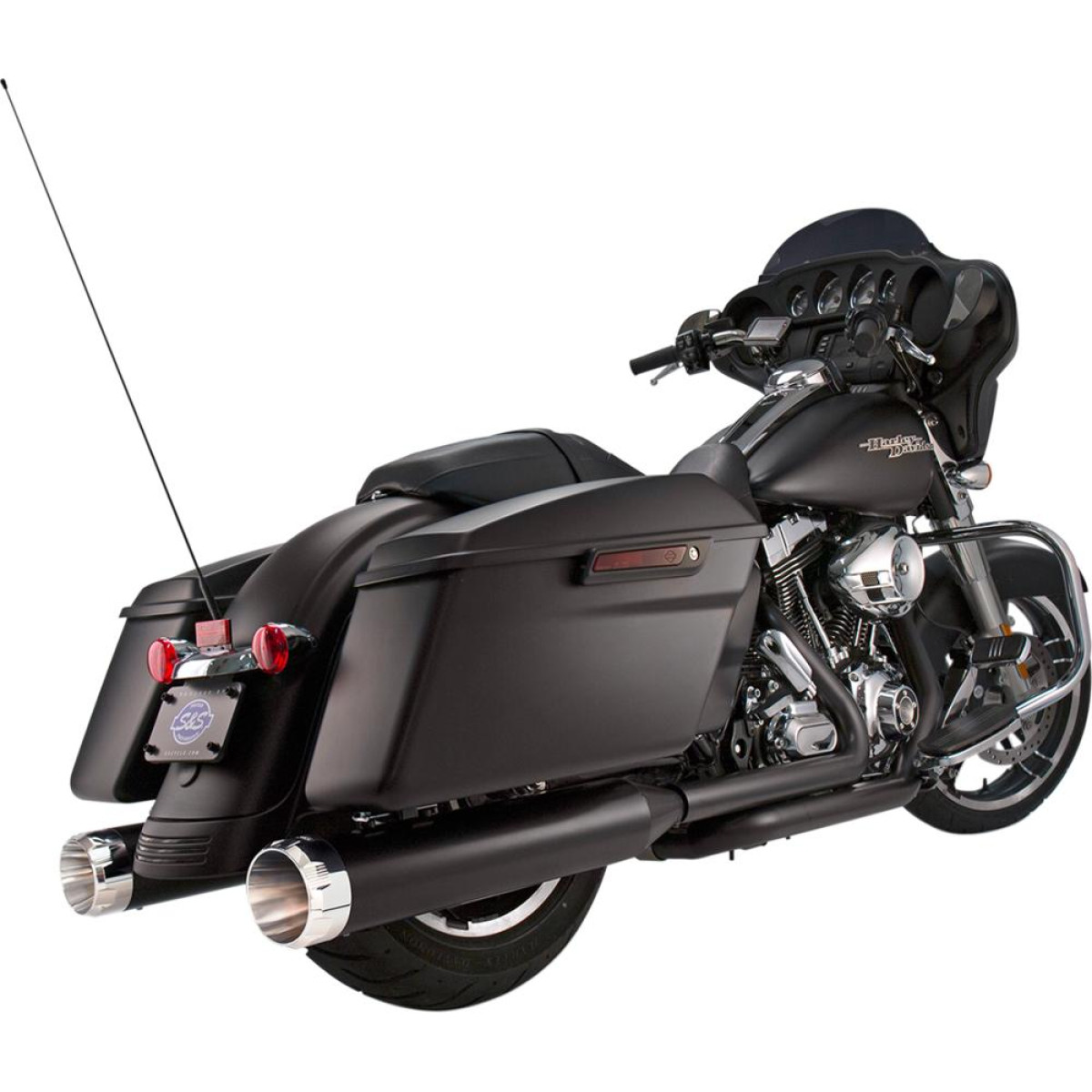 S&S CYCLE Exhaust MUFFLER 4.5" SLIP-ON MK45 CHROME THRUSTER END CAP-JET-HOT® BLACK BODY FINISH - 84-16 HD Touring Models S&S CYCLE Exhaust MUFFLER 4.5" SLIP-ON MK45 CHROME THRUSTER END CAP-JET-HOT® BLACK BODY FINISH - 84-16 HD Touring Models
