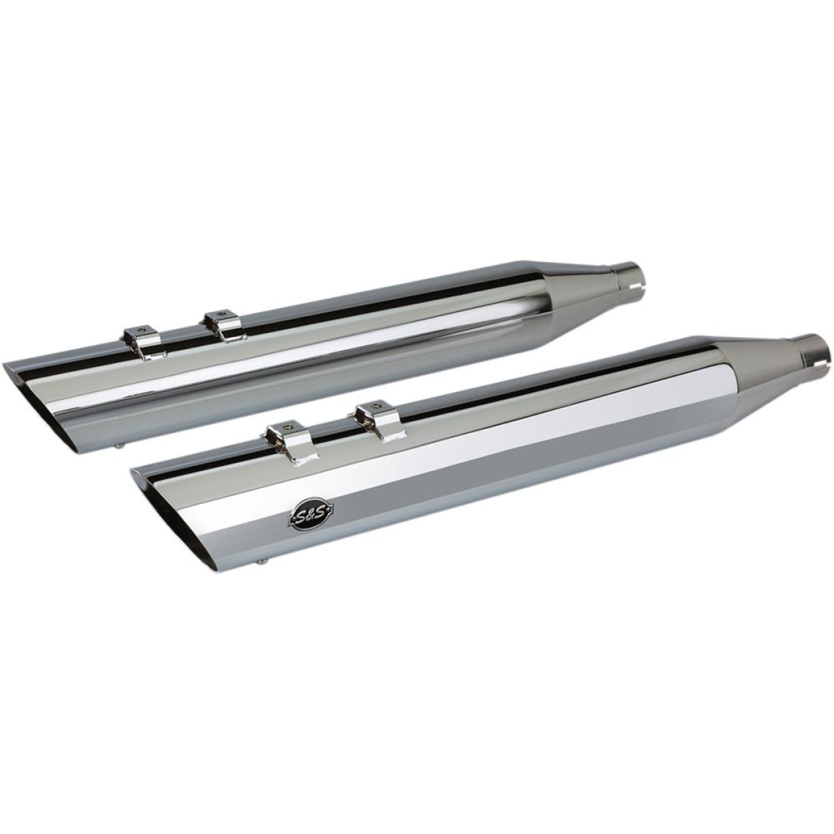 S&S CYCLE Exhaust MUFFER SLIP-ON SLASH CUT END 4" TOURING CHROME - 95-16 HD Touring Models