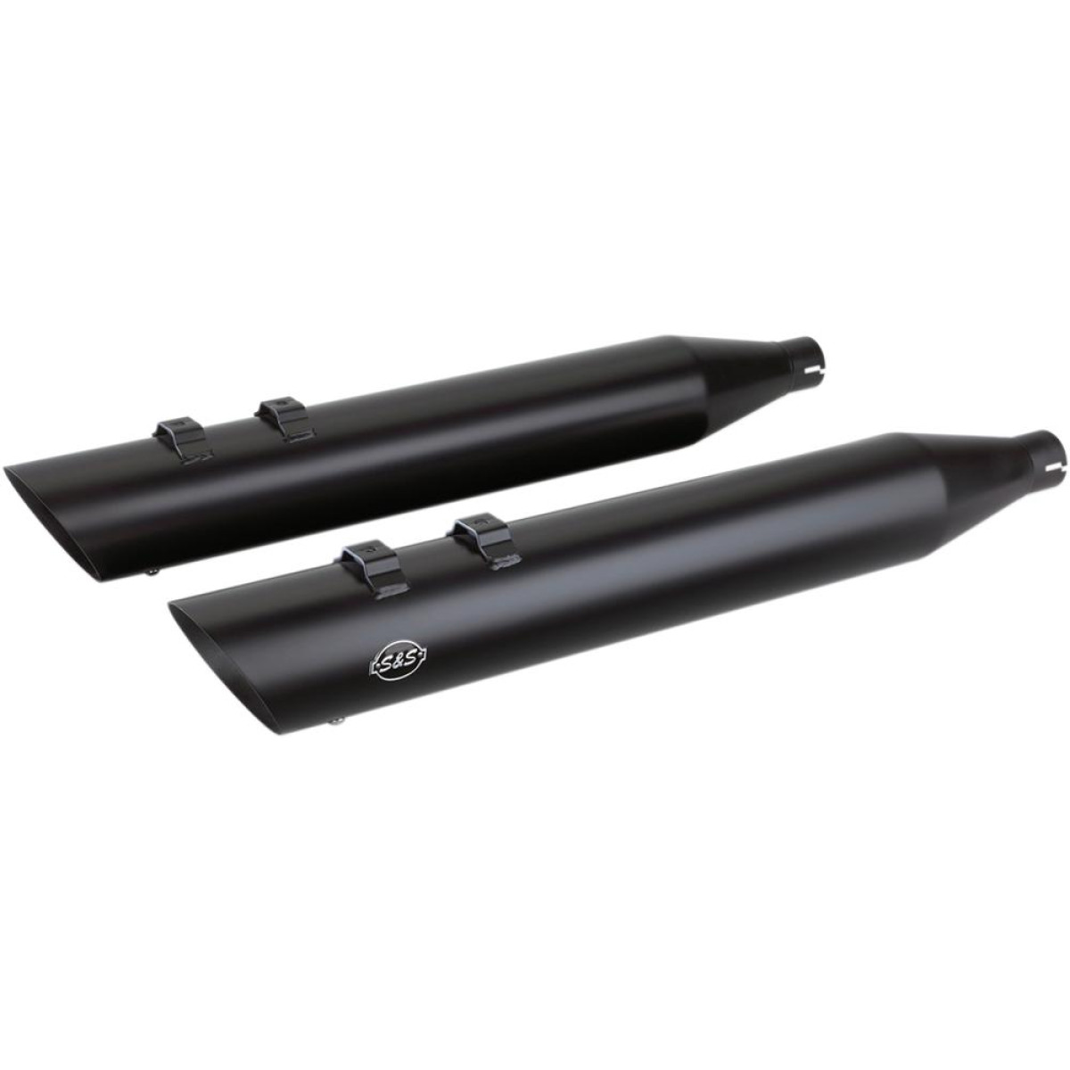 S&S CYCLE Exhaust MUFFER SLIP-ON SLASH CUT END 4" TOURING BLACK - 17-18 HD Touring Models